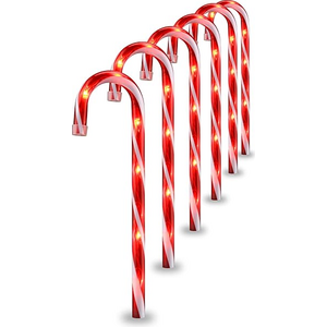 16-inch Candy Cane Lights, Outdoor Christmas Pathway Markers, Christmas Candy Cane Light for Driveway, Walkway, Yard, Garden