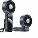 Handheld Fan Compact, Portable, Powerful Airflow: High-performance motor, LED display, 19.5-hour battery life, 100-speed settings, foldable design, 3-in-1 portable fan. (Black)