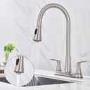 HOMELODY 2 Handles Kitchen Faucet with Pull Down Sprayer for 3 Hole Sink, 8 inch 360° Rotating Spout Centerset Kitchen Sink Faucet with Water Lines Brushed Nickel