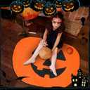 Treela Halloween Pumpkin Bathroom Rug 35 Inch Pumpkin Shape Bath Mat Absorbent Halloween Door Mat Orange Pumpkins Decorative Doormat Nonslip Washable Toilet Rug for Indoor Outdoor Kitchen Floor Decor Pack of 2