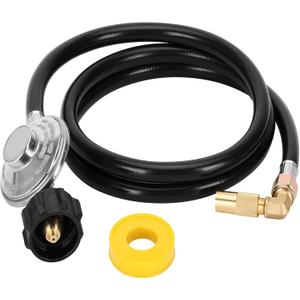 6.5 Feet Propane Regulator and Hose with Elbow Adaptor for Blackstone 17" and 22" Tabletop Griddle, QCC1 Universal Grill Regulator Replacement Parts for Most LP Gas Grill Heater and Fire Pit Table