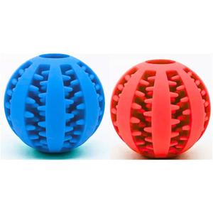 Dog Enrichment Puzzle Treat Ball  Interactive Chew Toy & Slow Feeder for Mental Stimulation, Training, Dental Health & Fetch, Durable BPA-Free Toy for Dogs, Large, 2-Pack (Red & Blue)