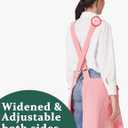 APRONNER Cozy Adjustable Cross Back Aprons for Women with Pockets Cotton Linen Cooking Kitchen Baking Pale Pink