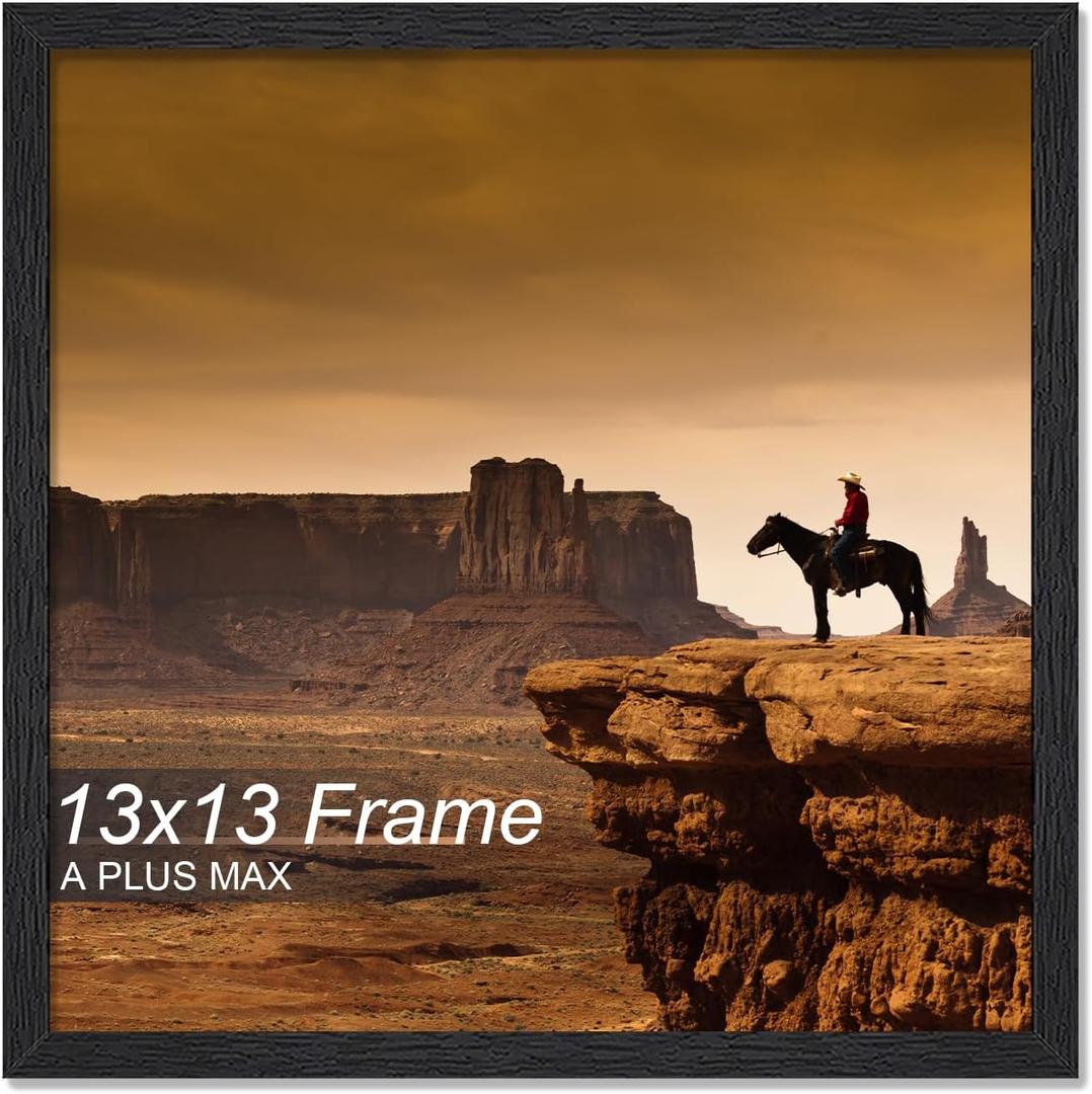 A PLUS MAX Square 13x13 Frame, Black Engineered Wood Picture Frame for 13 x 13 Picture Poster Photo, Light Weight 13 by 13 Frame with Wood-grain for Wall - 1 Pack/Black/13 x13