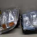AS Headlight Assembly Compatible with 2005 2006 2007 05 06 07 Ford F250 F350 F450 F550 Headlamp Passenger & Driver Side, Chorme Housing with Amber Reflector