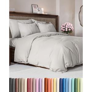 Duvet Cover Queen Size Set - Extra Soft Queen Size Duvet Cover 90 x 90 with 2 Pillow Shams - Hotel Luxury Easy Care and Fade Free w/Zipper Closures & Ties - Comfy Breathable Bedding Set (French Grey) (04 - French Grey (No Comforter)