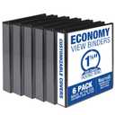 Samsill 1.5 Inch 3 Ring Binders, Economy Round Ring, Clear View Cover, 325 Sheet Capacity - for School, Home, Office - Black, 6 Pack