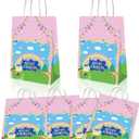 YOOUUQIAN 20PCS Cartoon Pig Birthday Decorations, Anime Pink Birthday Party Gift Bags for Boys and Girls Party Theme Supplies
