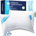 Side Sleeper Pillows for Adults 2 Pack, Cervical Pillow for Side Sleepers, Cooling Pillow with Ergonomic Design, Adjustable Crescent Shredded Memory Foam Pillows for Neck and Shoulder Pain Relief