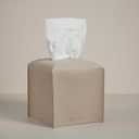 OLETHA Square Tissue Box Cover, Set of 2 - Aesthetic Tissues Cube Boxes Holder - Desk Decor for Room, Home & Office - Light Taupe