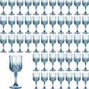 XUWAIDSGN 7oz Plastic Vintage Wine Glasses Drinking Glasses Unbreakable Wedding Glassware Crystal Water Goblets Reusable Drinkware Vintage Champagne Flutes (48, Blue)