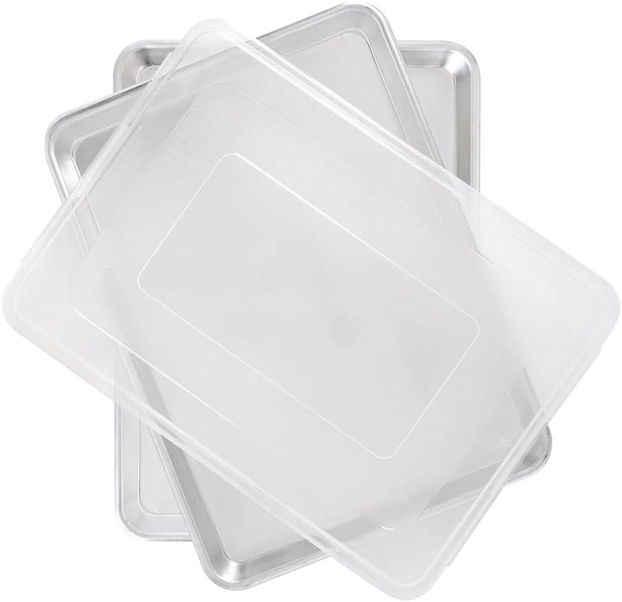 Nordic Ware Naturals Half Sheet Set - USA Made Aluminum Commercial Quality Sheet Pan for Baking or Roasting, Encapsulated Galvanized Steel Rim Prevents Warping, 2pk Half + Lid