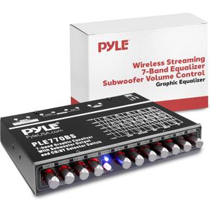 Pyle 7 Bands Graphic Equalizer - Powerful Audio Control with Adjustable SUB Volume, Bluetooth Music Streaming, RCA Stereo Output, Aux RCA Inputs, Mounting Kit Included, Ideal for Cars and Home Setups