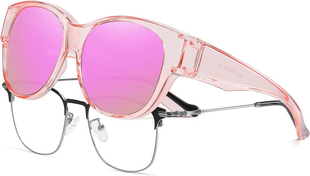 HAOLOTA Fit Over Glasses Sunglasses for Women Polarized, Trendy Cat Eye Sunglasses Wear Over Glasses, UV Protection