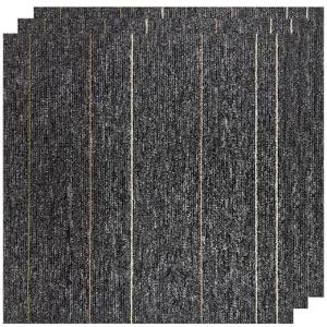 32 Pieces of Carpet 20x20 inch Square Carpet Tiles, Reusable, Non Slip, Seamless Tiles, Suitable for Indoor and Outdoor use in bedrooms, Living Rooms, Offices, etc., Easy to DIY（Dark Gray stripe-06）