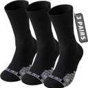 Compression Running Socks 3-Pack for Men, Cushioned Crew Anti-Blister & Moisture Wicking for Basketball Hiking socks (Black, 7-10 )