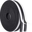 MAGZO Weather Stripping Door Seal, 1/2 Inch Wide X 1/4 Inch Thick Adhesive Foam Tape Soundproof Weatherstripping for Windows, 2 Rolls Total 26FT Black