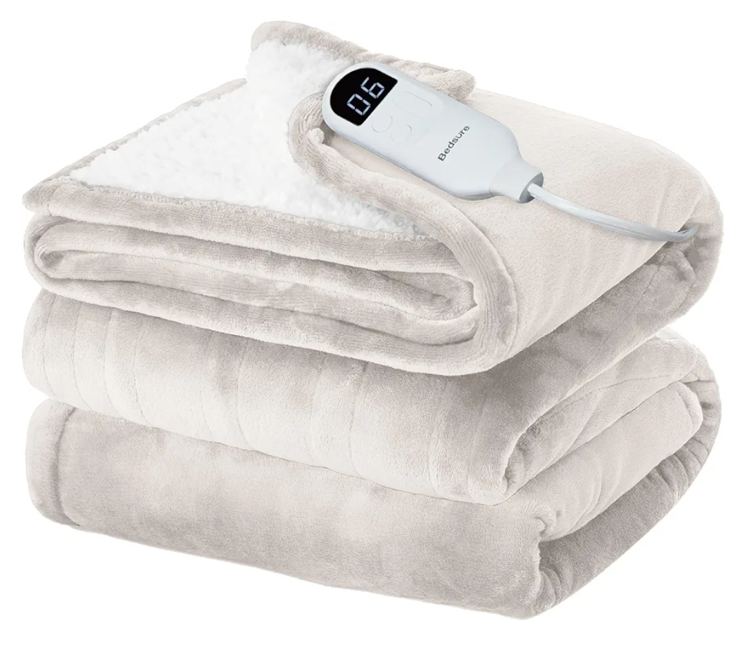 Bedsure Electric Blanket Full Size  Soft Flannel Heated Blanket, Fast Heating with 10 Time Settings & 6 Heat Settings, Warm Gift for Grandma (72x84 inches, Cream)