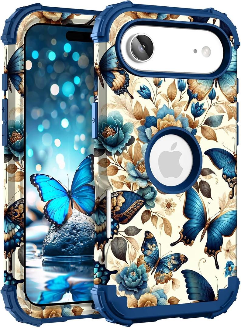 Hocase Heavy Duty Case for iPhone Air 6.5"", Blue Butterflies