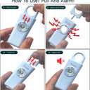 Personal Safety Alarm Keychain - 140dB Loudest Siren & Strobe Light, Rechargeable Security Alarm for Women, Men, Kids, Elderly - Self Defense Emergency Device (Aqua) (Rechargeable- Sky Blue( 2025 Version ))