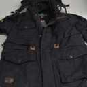 Mens Winter Parka Jacket Casual Stylish Military Jacket Streetwear Distressed Washed Tactical Cargo Work Trucker Coat (4X-Large, 01#black)