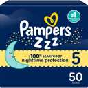 Pampers ZZZ Overnight Diapers, Size 5 (27+ Lbs), 50 Count, Nighttime Protection Disposable Baby Diaper, Night Time Leak and Skin Protection