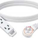 DEWENWILS 6FT Flat Plug Extension Cord, 3 Prong Ultra Thin Power Strip, 360 Rotating Plug, 13A/125V/1625W, 16 Awg Grounded Flat Power Cable for Indoor Narrow Space, SPT-3, ETL Listed, White
