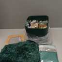 XLHOMO Dark Green Bathroom Accessories Set with Ombre Shower Curtain and Bathroom Rugs,Bathroom Sets with Trash Can,Toothbrush Holder and Cup,Soap Dispenser,Tray,Soap Dish,Toilet Brush,Qtip Holders