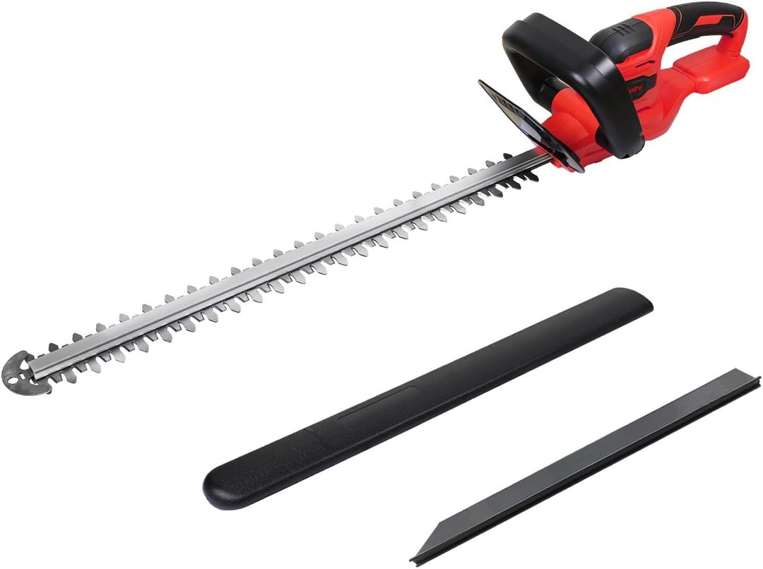 MaxMore Cordless Hedge Trimmer Compatible with Milwaukee 18V Battery Brushless Bush Handheld Shrub Trimmer w/ 22'' Dual-Action Blade & 3/5" Cutting Capacity & 1600RPM & Safety Lock (Tool Only) (Red)
