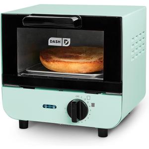 DASH Mini Toaster Oven Cooker for Bread, Bagels, Cookies, Pizza, Paninis & More with Baking Tray, Rack, Auto Shut Off Feature - Aqua