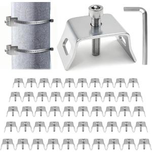 50PCS Sign Mounting Brackets Clamps 3/4" Flared Leg Bracket, Sign Mounting Hardware Kit, Street Sign Bracket Metal for Large Poles, Include Bolts & Allen Wrench