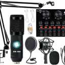 Podcast Equipment Bundle, BM-800 Condenser with Voice Changer, Recording Studio Package - Podcast Microphone Bundle for Laptop, Streaming/Live Broadcast/YouTube Recording (AM200-V8)