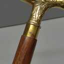 Solid Brass T-Handle Walking Cane  37" Brown Ebony Wooden Stick for Men & Women  Golden Tone Brass Derby Cane  Handmade Vintage Walking Stick Gift for Seniors & Collectors