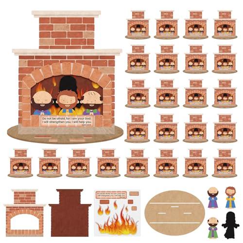 Gilprop 24 Sets 3D Fiery Furnace Craft Kits VBS Vacation Bible Felt Sets Christian Jesus Party Decorations DIY Religious Jesus House Tabletop Display for Religious Christian Sunday DIY Craft Gift