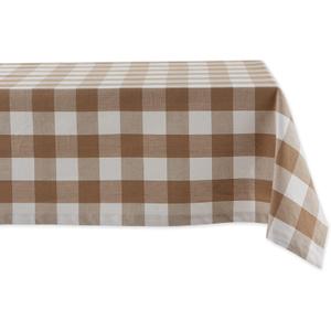 DII Buffalo Check Collection, Classic Farmhouse Tablecloth, 60 x 84, Stone