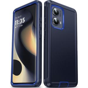 LeYi for Motorola Edge-2024-Case: Moto NOT FIT Edge 50/ G 5G 2024 3 in 1 Heavy Duty Rugged Cover, Shockproof Cell Phone Android Phone Funda para Edge2024 5G 6.6", Blue