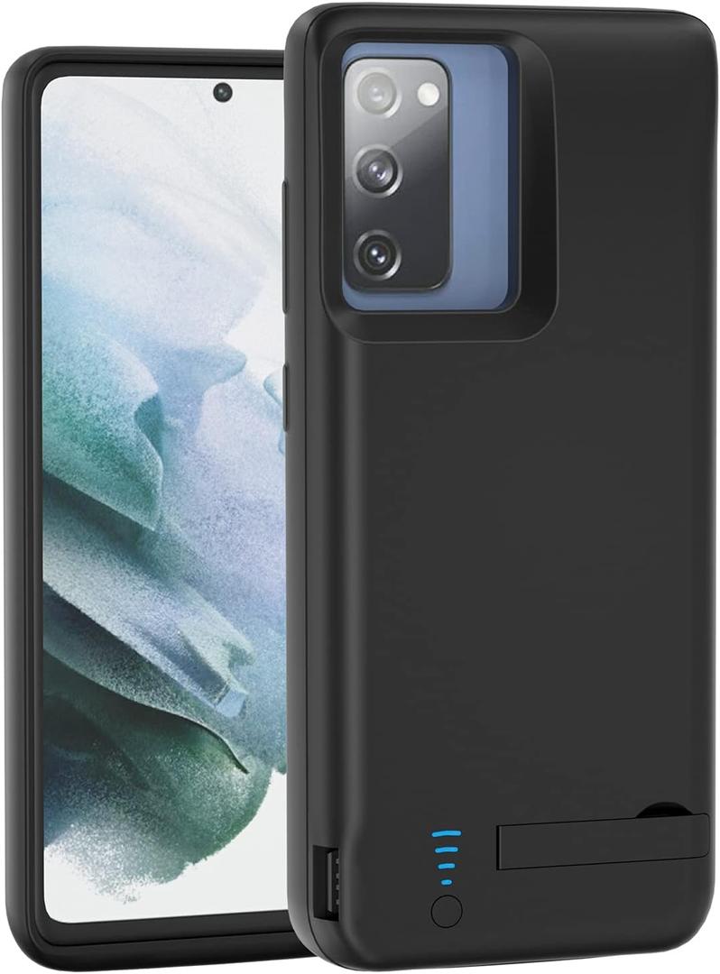 Battery Case for Galaxy S20 FE, 5000mAh Batteri Charging Cases for Samsung Galaxy S20 FE Rechargeable Extended External Backup Power Bank Charger Cover, Add 100+% Extra Juice Black