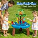 Water Table for Toddlers with Water Pump and Fishing Game Set 3-Tier Kids Sand Water Table with Umbrella Sensory Outdoor Toys for Kids Ages 4-8 Outside Toys Backyard for Kids Toddlers Age 3-10