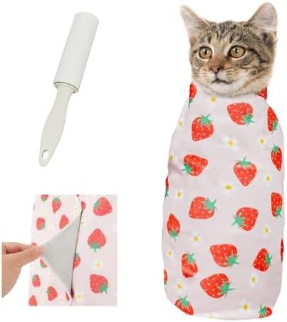 Set of 2 Pack, Supet Cat Wrap for Cutting Nails, 2025 Self-Adherent Cat Grooming Wrap, Anti-Escape Calming for Medicine, Nail Clipping, Teeth Brushing, Ear Cleaning
