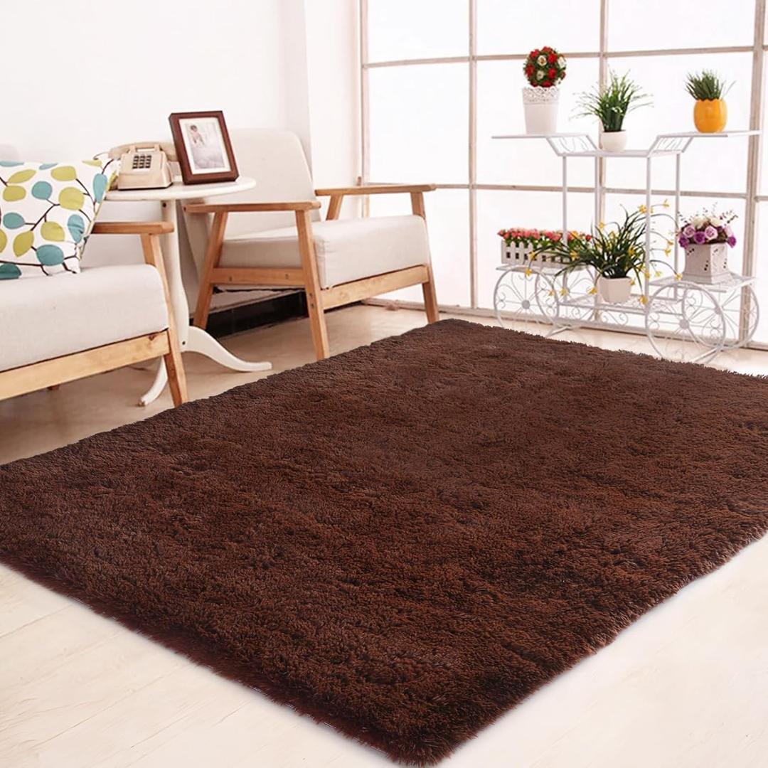 Area Rug, 48" x 76", Brown