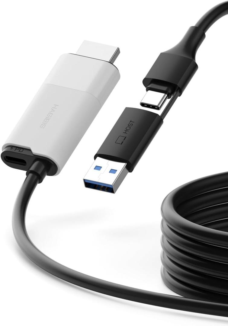 Hagibis USB3.0 Video Capture Card with 100W PD, HDMI to USB A/USB C Capture Cable 1080P@60fps YUY2 MJPEG MS2130 for Quest 3 2 Pro VR Switch PS4/5 Live Broadcast, Gaming, Streaming, Recorder