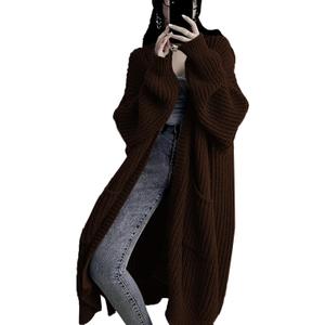 Womens Long Cardigan Sweaters Open Front Oversized Duster with Pocket for Women 2025 Fall Winter Knit Design Coats (Brown, S)