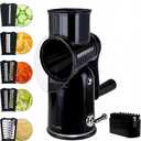 Rotary Cheese Grater with Handle – Includes 5 Stainless Blades and Feature Strong Suction Base – Easy to Clean, Cheese Shredder Hand Crank, Multi-Purpose Slicer (Black)