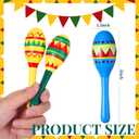 12 Pcs Colorful Wooden Maracas and 6 Pcs Mini Sombrero Hats - Mexican Fiesta Party Favors and Supplies for Carnivals