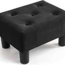 Poofzy Small Foot Stool Ottoman, Velvet Ottoman Foot Rest with Legs, Rectangle Footstool Ottomans for Couch, Living Room and Entryway (Black)