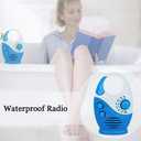 Waterproof Shower Radio, Splash Proof AM/FM Radio with Top Handle for Bathroom Outdoor Use - Built-in Speaker & Adjustable Volume(Blue and White)