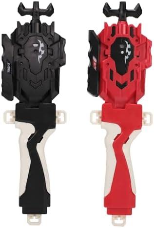 2 Pack String Launchers and Grips, Battling Burst Launcher, Left/Right Spin, Only Compatible with Burst, Two Launch Modes Gyros(Black+Red)