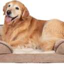 Furhaven Cooling Gel Dog Bed for Large/Medium Dogs w/ Removable Bolsters & Washable Cover, For Dogs Up to 55 lbs - Plush & Velvet Waves Perfect Comfort Sofa - Brownstone, Large