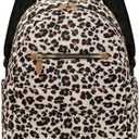 Tuwubi Small Backpack for Women, Cute Quilted Puffer Backpack with Multiple Pockets, Water-Resistant & Lightweight Casual Daypack Backpacks for Work, Travel-Leopard Print (14.3 Inch) (Medium)