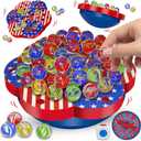 Wobble Balance Marble Game for Kids 80 Colorful Marbles, Dice, Chessboard, Turntable,Challenge Cards, Fun Family Board Game for Parties, Gifts for Kids Ages 6-12+